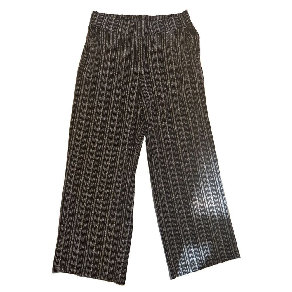 Maurices Black Wide Leg Stretchy Elegant Dress Pants Elastic Pockets Waist Sz M